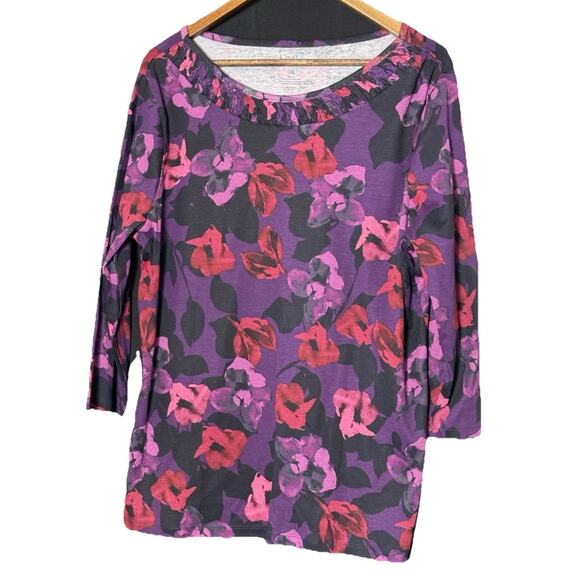 Croft & Barrow T Shirt Womens XL Bright contrasting florals whimsigoth fairy - Picture 1 of 6